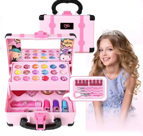 Mala Kit Maquiagem Infantil Barbie Batom Sombra Esmalte